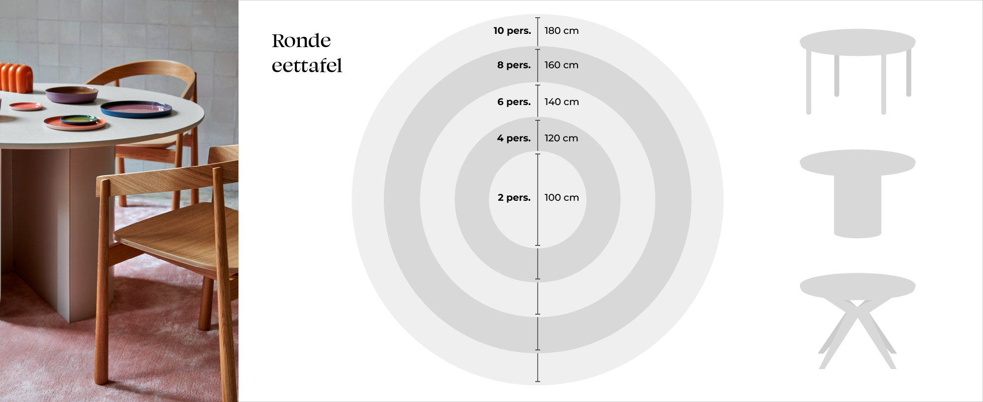 Hoe groot moet een ronde tafel zijn? Dit zijn de ideale afmetingen van een ronde tafel op basis van het aantal personen